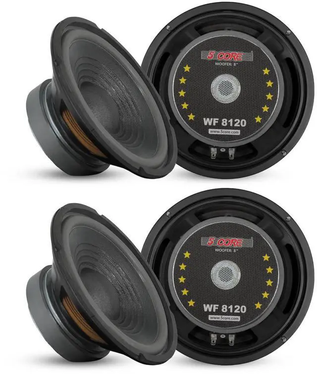 Main image of 5Core 8 Inch Car Woofer Audio Pair 2000W Combined 4Ohm Deep Bass Sub Woofer Component Speaker System