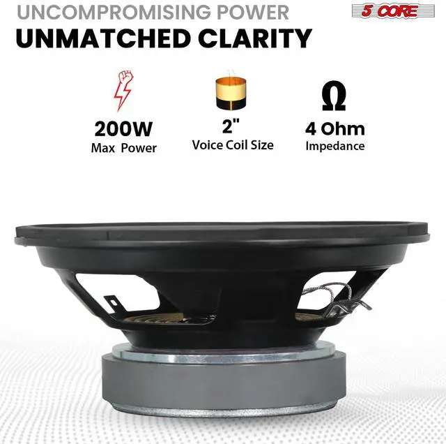 Alt view image 2 of 6 - 5Core 8 Inch Car Woofer Audio Pair 2000W Combined 4Ohm Deep Bass Sub Woofer Component Speaker System