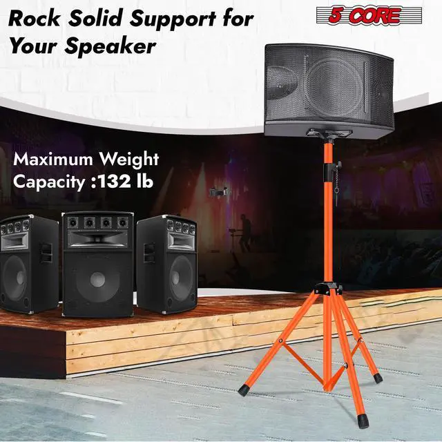 Alt view image 3 of 7 - 5 Core Speaker Stand Tripod Pair Heavy Duty Adjustable 72" Universal Mount for PA DJ Studio w Bag