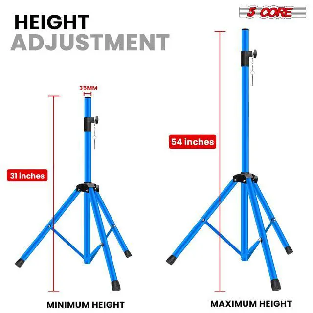 Alt view image 2 of 5 - 5 Core Speaker Stand Tripod Heavy Duty Adjustable 54" Universal Mount for PA DJ Studio