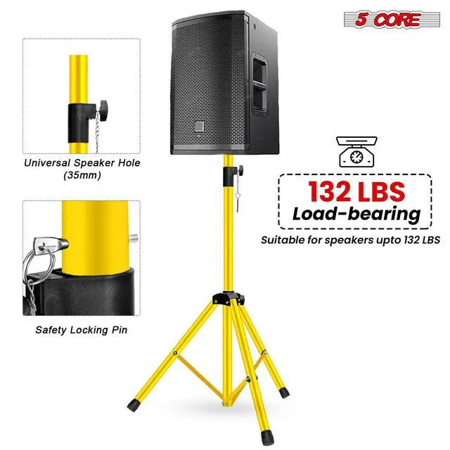 Alt view image 3 of 7 - 5 Core Speaker Stand Tripod Heavy Duty Adjustable 36" Universal Mount for PA DJ Studio