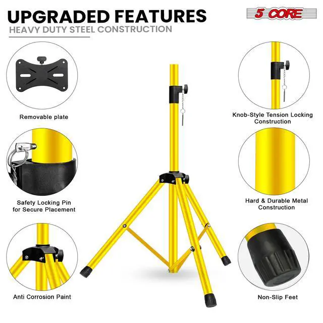Alt view image 7 of 7 - 5 Core Speaker Stand Tripod Heavy Duty Adjustable 36" Universal Mount for PA DJ Studio