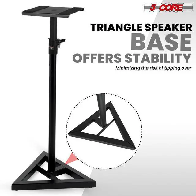 Alt view image 7 of 7 - 5 Core Speaker Stand 2Pc Heavy Duty Adjustable Telescoping Height 59.5" Triangle Base 100Lb Capacity