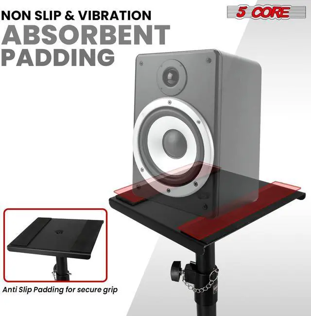 Alt view image 6 of 7 - 5 Core Speaker Stand 2Pc Heavy Duty Adjustable Telescoping Height 59.5" Triangle Base 100Lb Capacity