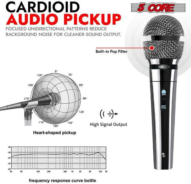 Alt view image 2 of 7 - 5Core Pack of 2 XLR Microphone Dynamic Mic Karaoke Singing Studio Mics Handheld Microfono