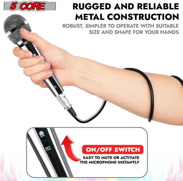 Alt view image 3 of 7 - 5Core Pack of 2 XLR Microphone Dynamic Mic Karaoke Singing Studio Mics Handheld Microfono