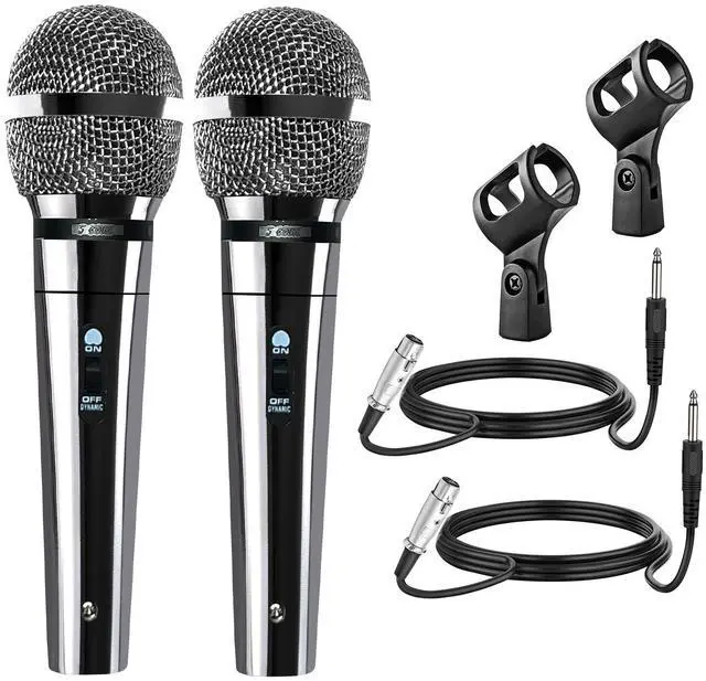 Main image of 5Core Pack of 2 XLR Microphone Dynamic Mic Karaoke Singing Studio Mics Handheld Microfono
