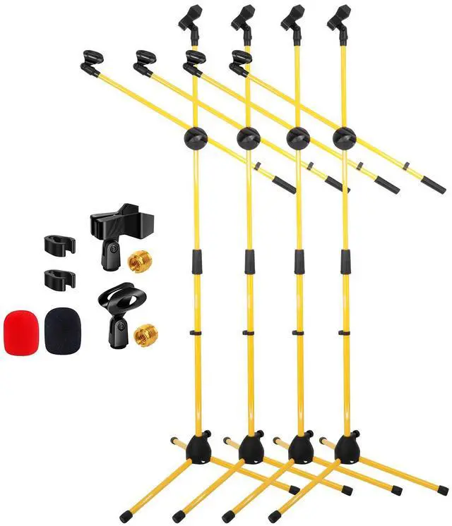 Main image of 5 Core Microphone Stand Floor 4Pcs Universal Adjustable 63" Tripod Mic Stands w Boom Arm