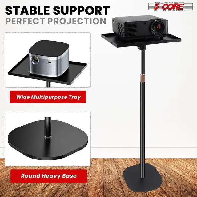 Alt view image 6 of 6 - 5 Core Projector Stand Floor Adjustable 53" Universal Projectors Support for Home Office & Studio