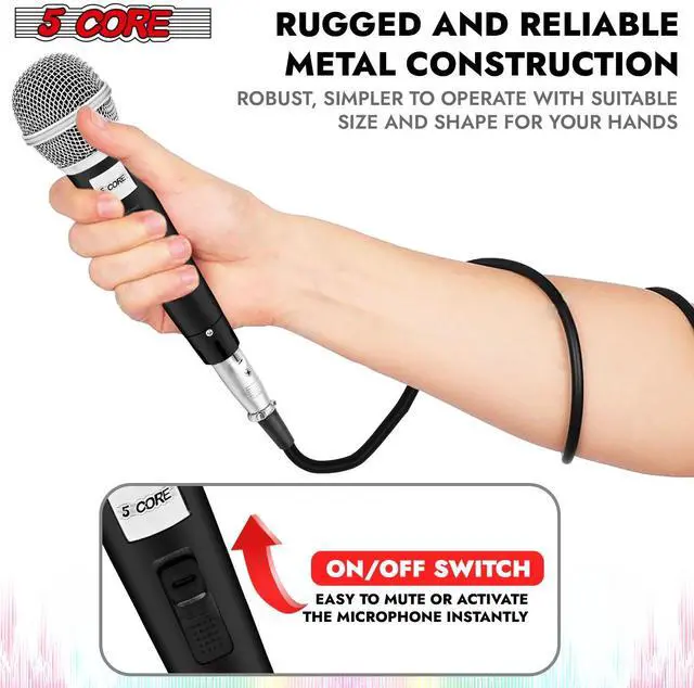 Alt view image 3 of 7 - 5 Core 2 Pack Dynamic XLR Microphone Handheld Vocal Studio Karaoke Mic Set
