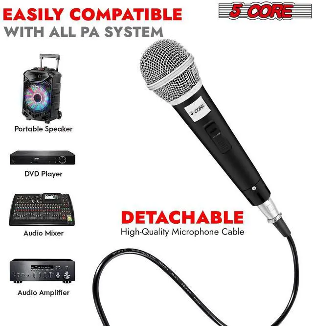 Alt view image 5 of 7 - 5 Core 2 Pack Dynamic XLR Microphone Handheld Vocal Studio Karaoke Mic Set