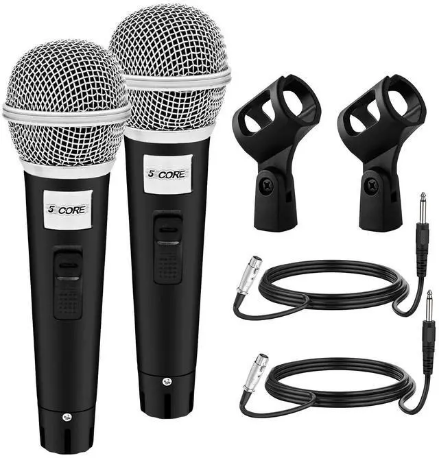 Main image of 5 Core 2 Pack Dynamic XLR Microphone Handheld Vocal Studio Karaoke Mic Set