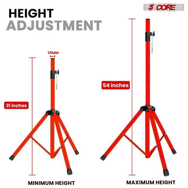 Alt view image 2 of 7 - 5 Core Speaker Stand Tripod Heavy Duty Adjustable 54" Universal Mount for PA DJ Studio