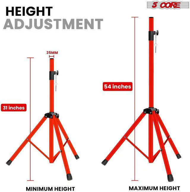 Alt view image 2 of 7 - 5 Core Speaker Stand Tripod Pair Heavy Duty Adjustable 72" Universal Mount for PA DJ Studio w Bag