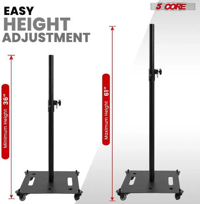 Alt view image 2 of 7 - 5Core Speaker Stand 2Pc Heavy Duty Adjustable Height 61" DJ PA Stands 35mm Mount 100Lb Capacity