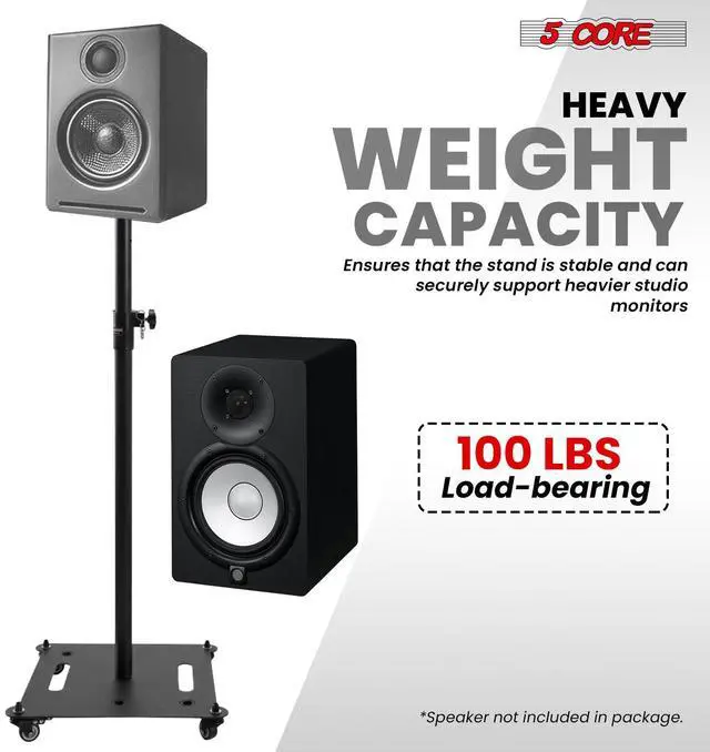 Alt view image 3 of 7 - 5Core Speaker Stand 2Pc Heavy Duty Adjustable Height 61" DJ PA Stands 35mm Mount 100Lb Capacity