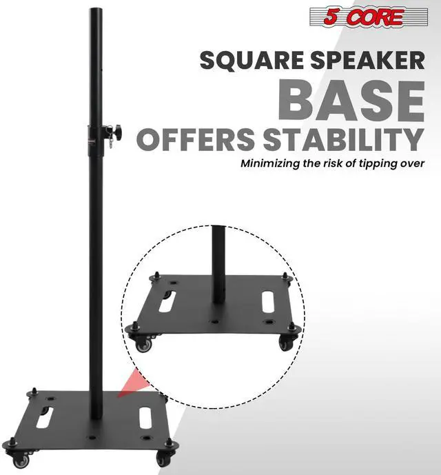 Alt view image 7 of 7 - 5Core Speaker Stand 2Pc Heavy Duty Adjustable Height 61" DJ PA Stands 35mm Mount 100Lb Capacity
