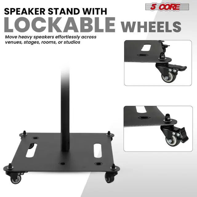 Alt view image 5 of 7 - 5Core Speaker Stand 2Pc Heavy Duty Adjustable Height 61" DJ PA Stands 35mm Mount 100Lb Capacity