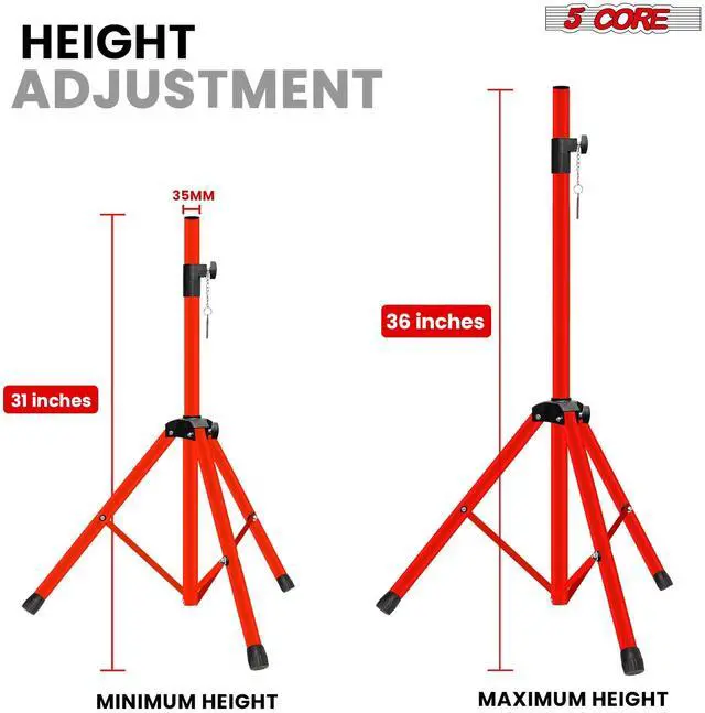 Alt view image 2 of 7 - 5 Core Speaker Stand Tripod Heavy Duty Adjustable 36" Universal Mount for PA DJ Studio