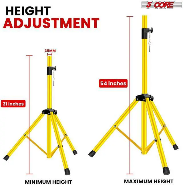 Alt view image 2 of 7 - 5 Core Speaker Stand Tripod Heavy Duty Adjustable 54" Universal Mount for PA DJ Studio
