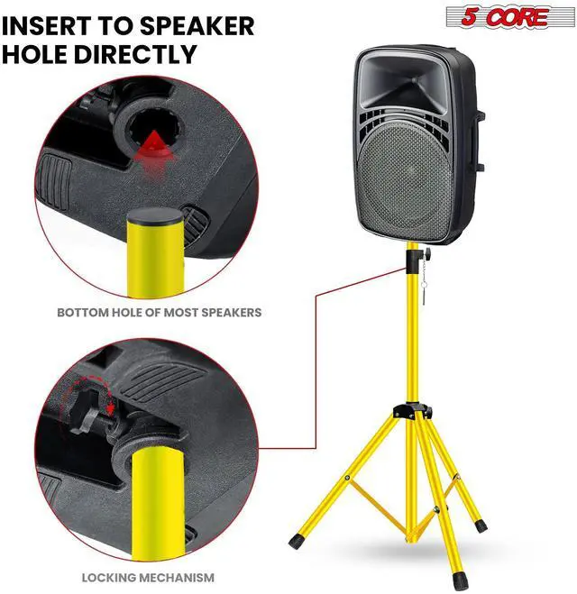 Alt view image 6 of 7 - 5 Core Speaker Stand Tripod Heavy Duty Adjustable 54" Universal Mount for PA DJ Studio