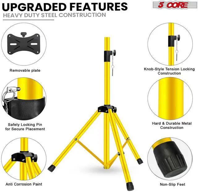 Alt view image 4 of 7 - 5 Core Speaker Stand Tripod Heavy Duty Adjustable 54" Universal Mount for PA DJ Studio
