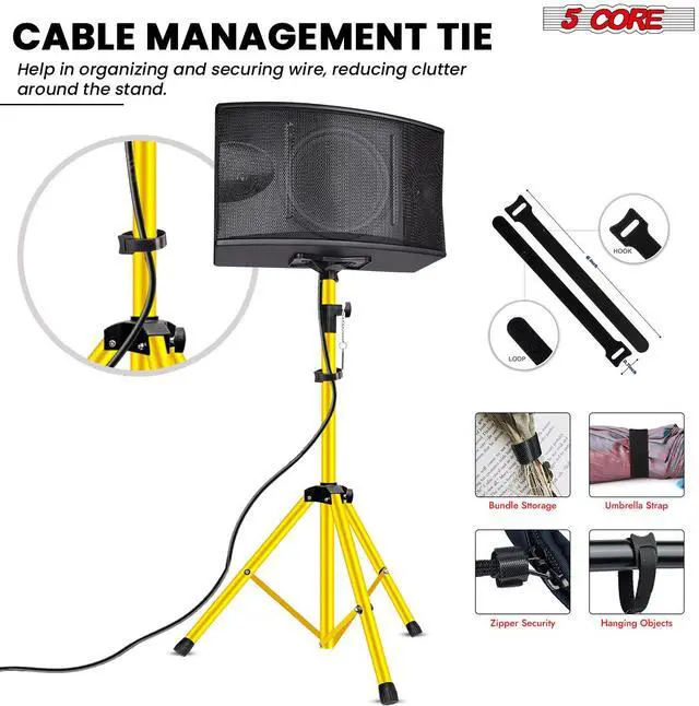 Alt view image 7 of 7 - 5 Core Speaker Stand Tripod Heavy Duty Adjustable 54" Universal Mount for PA DJ Studio