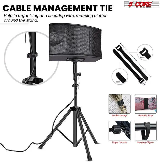 Alt view image 7 of 7 - 5 Core Speaker Stand Pair Height Adjustable PA DJ Tripod Studio Monitor Stands w 35mm Insert