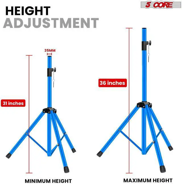 Alt view image 2 of 7 - 5 Core Speaker Stand Tripod Heavy Duty Adjustable 36" Universal Mount for PA DJ Studio