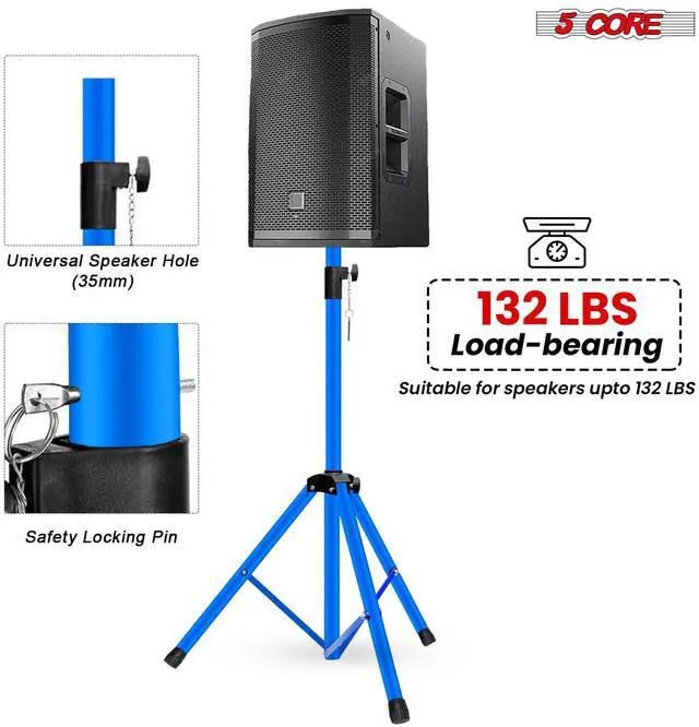 Alt view image 3 of 7 - 5 Core Speaker Stand Tripod Heavy Duty Adjustable 36" Universal Mount for PA DJ Studio