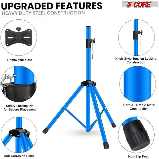 Alt view image 6 of 7 - 5 Core Speaker Stand Tripod Heavy Duty Adjustable 36" Universal Mount for PA DJ Studio