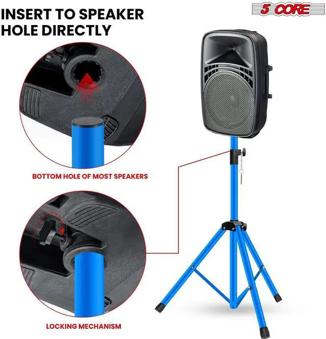 Alt view image 4 of 7 - 5 Core Speaker Stand Tripod Heavy Duty Adjustable 36" Universal Mount for PA DJ Studio
