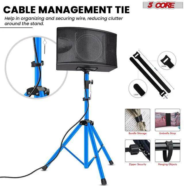 Alt view image 7 of 7 - 5 Core Speaker Stand Tripod Heavy Duty Adjustable 36" Universal Mount for PA DJ Studio