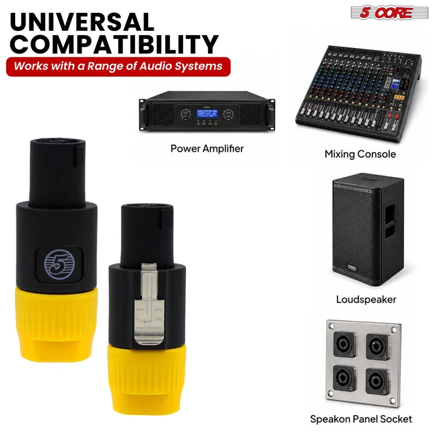 Alt view image 3 of 7 - 5 Core Speakon Adapter 4 Pack High Quality Audio Jack Male Audio Pin Speaker Adapter Connector