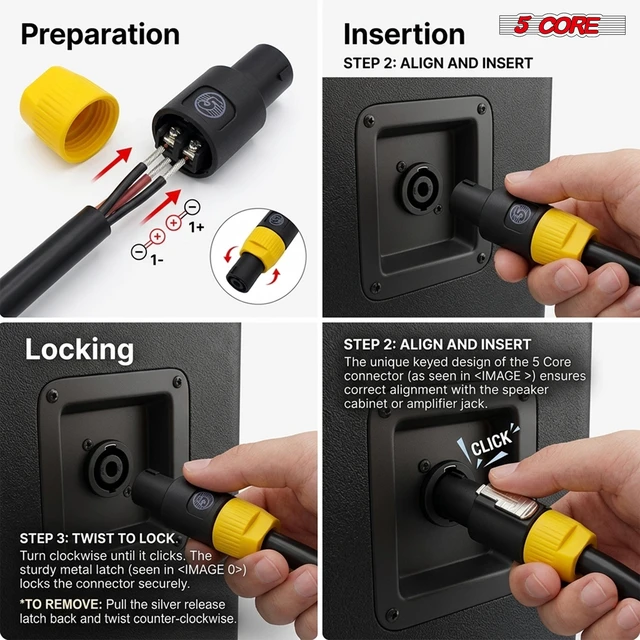Alt view image 7 of 7 - 5 Core Speakon Adapter 4 Pack High Quality Audio Jack Male Audio Pin Speaker Adapter Connector