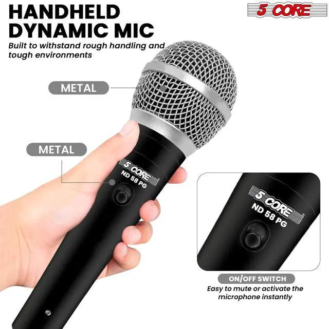 Alt view image 4 of 7 - 5 Core 2 Pack Dynamic XLR Microphone Handheld Vocal Studio Karaoke Mic Set
