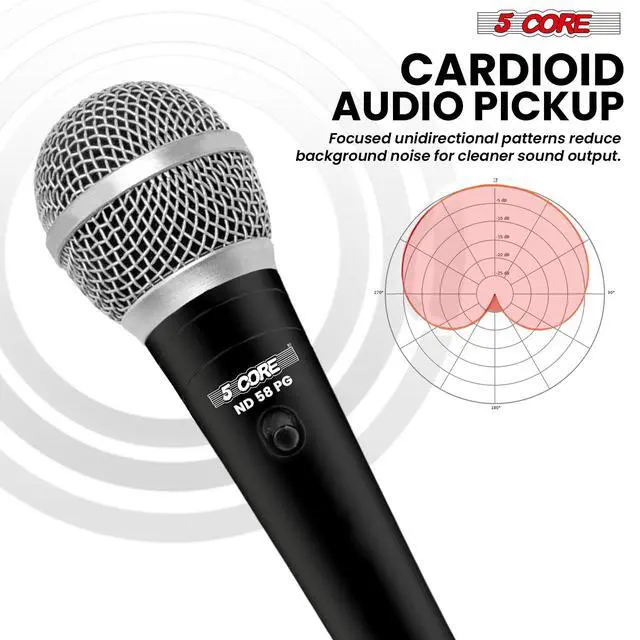 Alt view image 3 of 7 - 5 Core 2 Pack Dynamic XLR Microphone Handheld Vocal Studio Karaoke Mic Set
