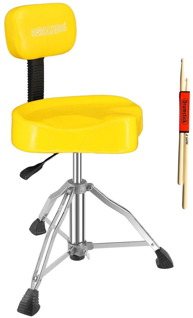 Main image of 5 Core Drum Throne w Backrest 4" Padded Stool Adjustable 24.5" Drummer Chair w 441Lb Capacity