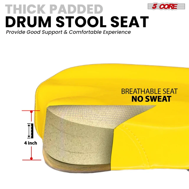 Alt view image 3 of 7 - 5 Core Drum Throne w Backrest 4" Padded Stool Adjustable 24.5" Drummer Chair w 441Lb Capacity