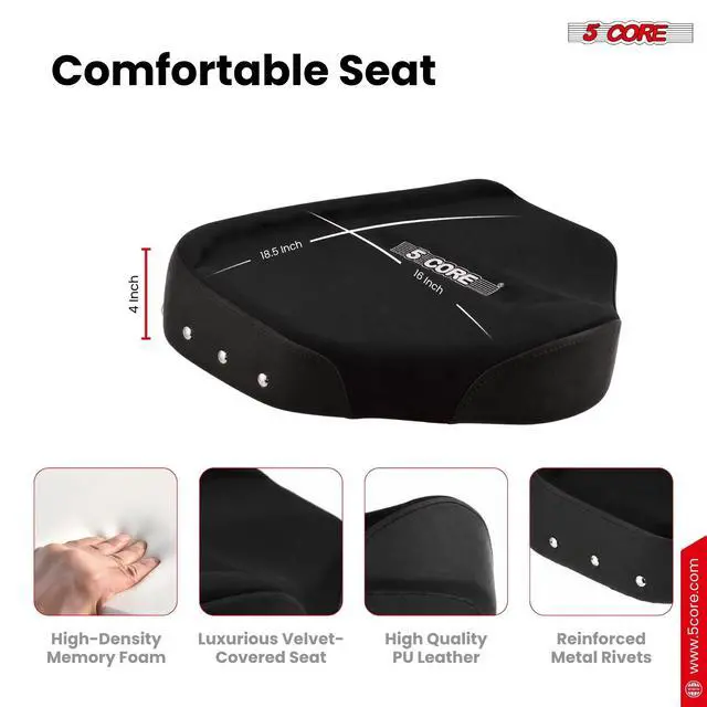 Alt view image 6 of 7 - 5 Core Drum Throne w Backrest 4" Padded Seat Airlift Height Adjustment 31.5" Drum Stool Velvet Seat