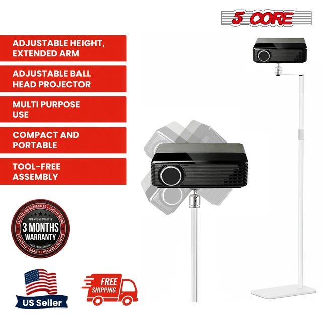 Alt view image 2 of 7 - 5 Core Projector Stand Floor Adjustable 66" Universal Projectors Support for Home Office & Studio