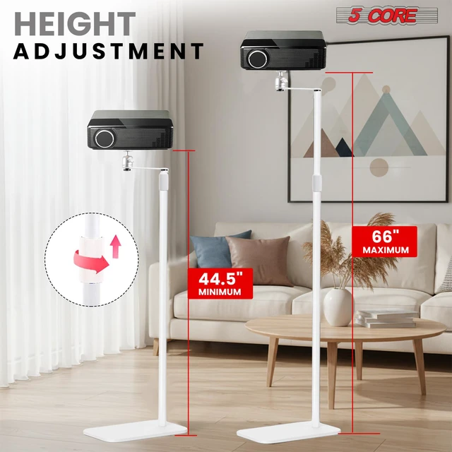 Alt view image 3 of 7 - 5 Core Projector Stand Floor Adjustable 66" Universal Projectors Support for Home Office & Studio