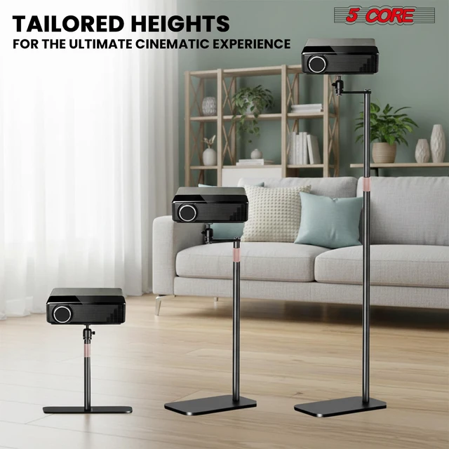 Alt view image 7 of 7 - 5 Core Projector Stand Floor Adjustable 66" Universal Projectors Support for Home Office & Studio