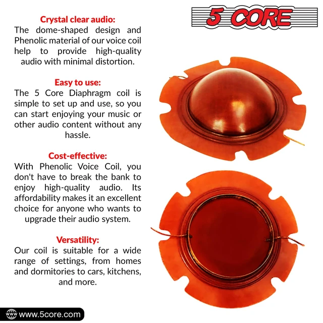 Alt view image 2 of 6 - 5Core 2 Inch Diaphragm Replacement 10 Pcs Phenolic Voice Coil 51mm + Kapton Former Diameter Horn