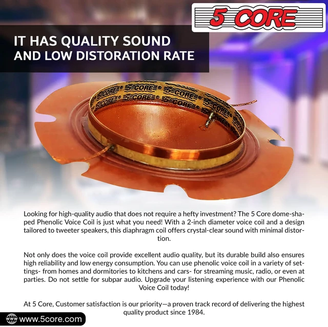 Alt view image 4 of 6 - 5Core 2 Inch Diaphragm Replacement 10 Pcs Phenolic Voice Coil 51mm + Kapton Former Diameter Horn