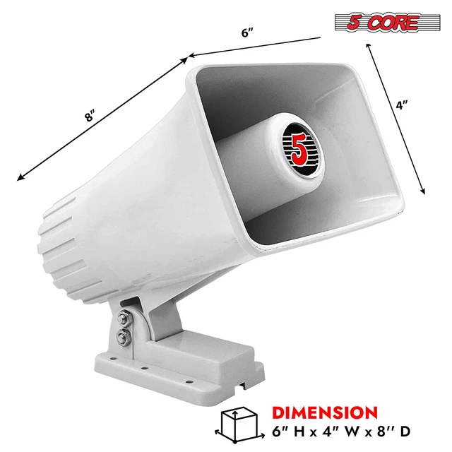 Alt view image 2 of 7 - 5 Core 6 Inch PA Horn 200W Loud Speaker 4Pc Bull Horn Loud Audio 8Ohm All Weather Indoor Outdoor