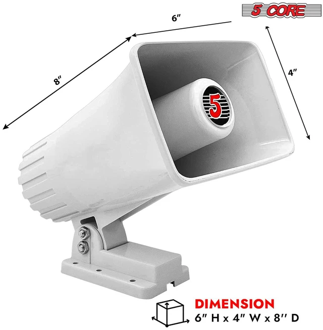 Alt view image 6 of 6 - 5 Core 6 Inch PA Horn 200W Loud Speaker 8Pc Bull Horn Loud Audio 8Ohm All Weather Indoor Outdoor