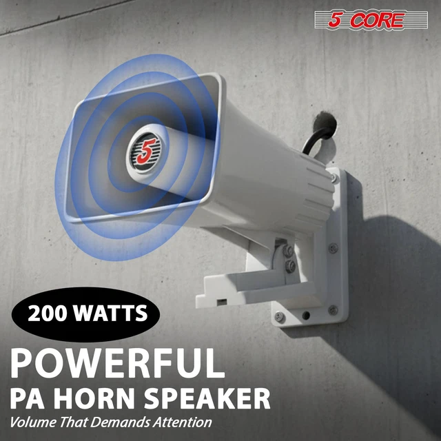 Alt view image 2 of 6 - 5 Core 6 Inch PA Horn 200W Loud Speaker 8Pc Bull Horn Loud Audio 8Ohm All Weather Indoor Outdoor