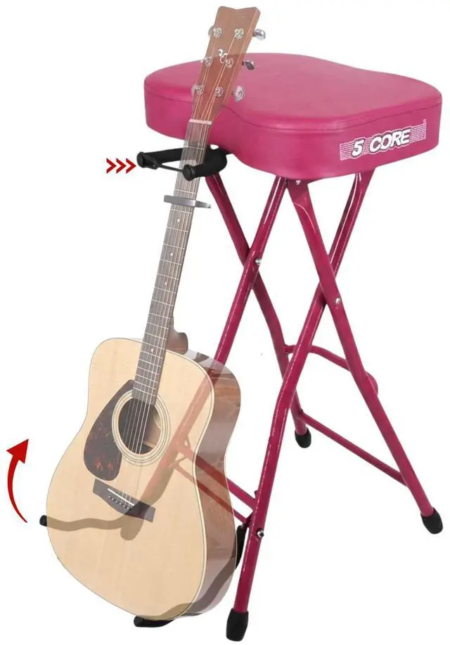 Main image of 5Core Guitar Stool 3.15" Padded Chair Foldable Heavy Duty Music Seat Built in Foot Rest Guitar Stand