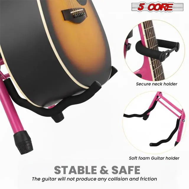 Alt view image 3 of 7 - 5Core Guitar Stool 3.15" Padded Chair Foldable Heavy Duty Music Seat Built in Foot Rest Guitar Stand